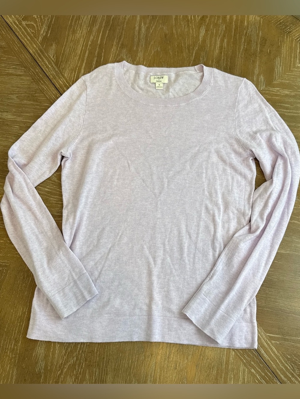 J. Crew Pale Lavender Long-Sleeve Teddie Crewneck lightweight sweater